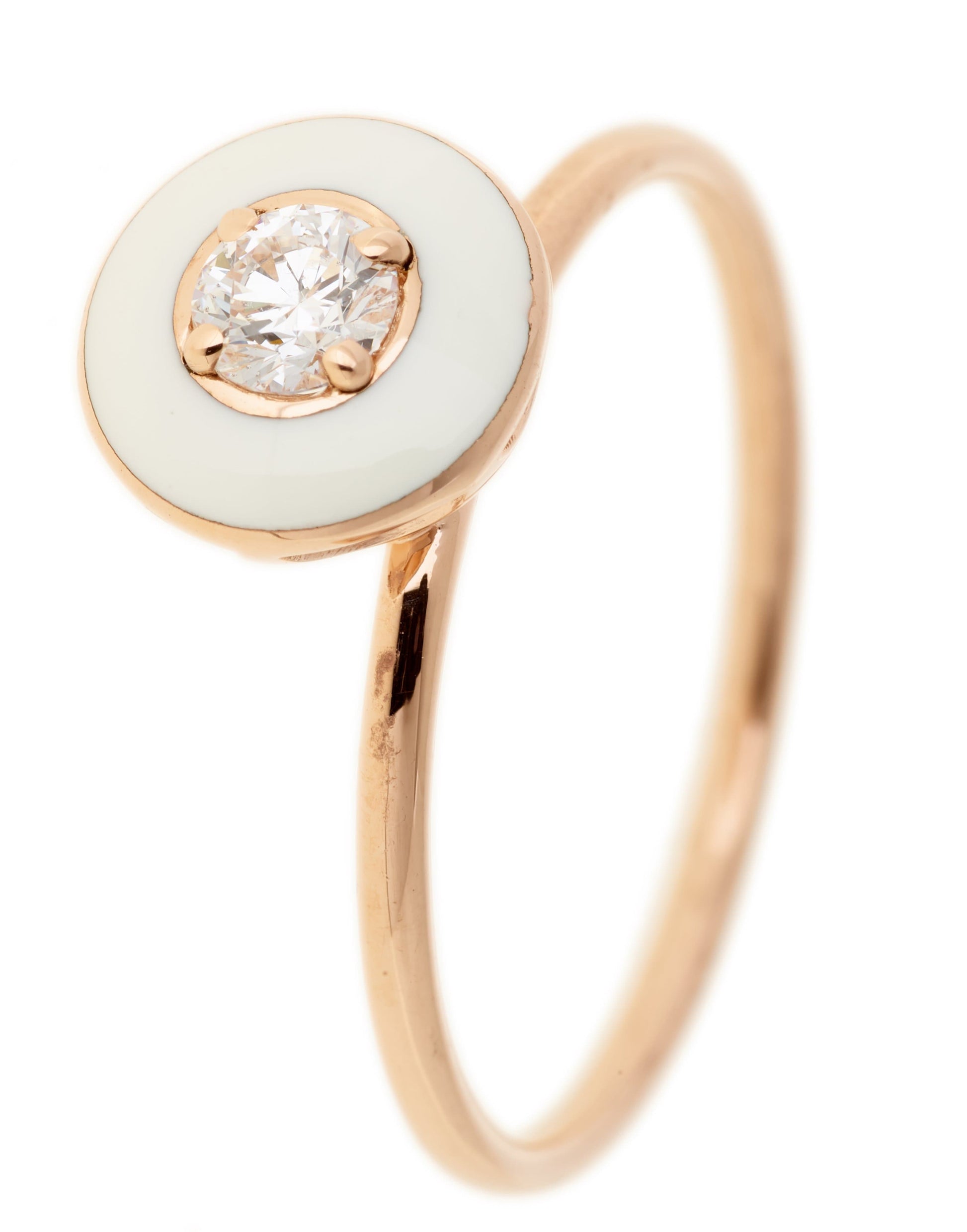 SELIM MOUZANNAR-Mina Diamond and Ivory Enamel Ring-ROSE GOLD
