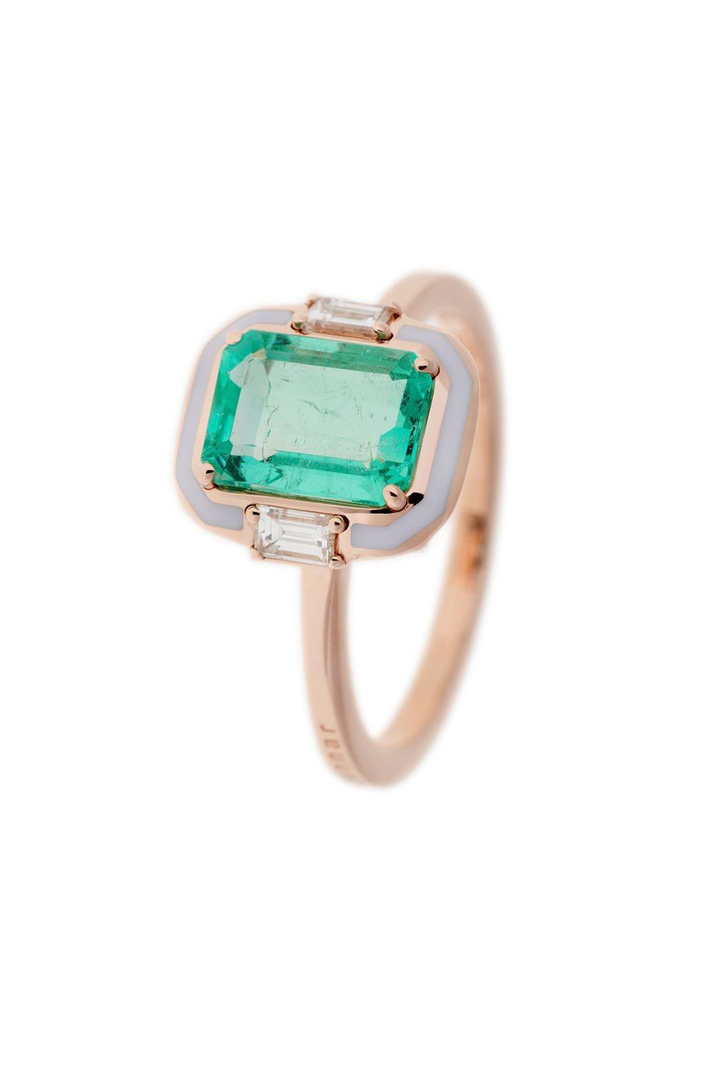 SELIM MOUZANNAR-Mina Emerald Diamond Ring-ROSE GOLD