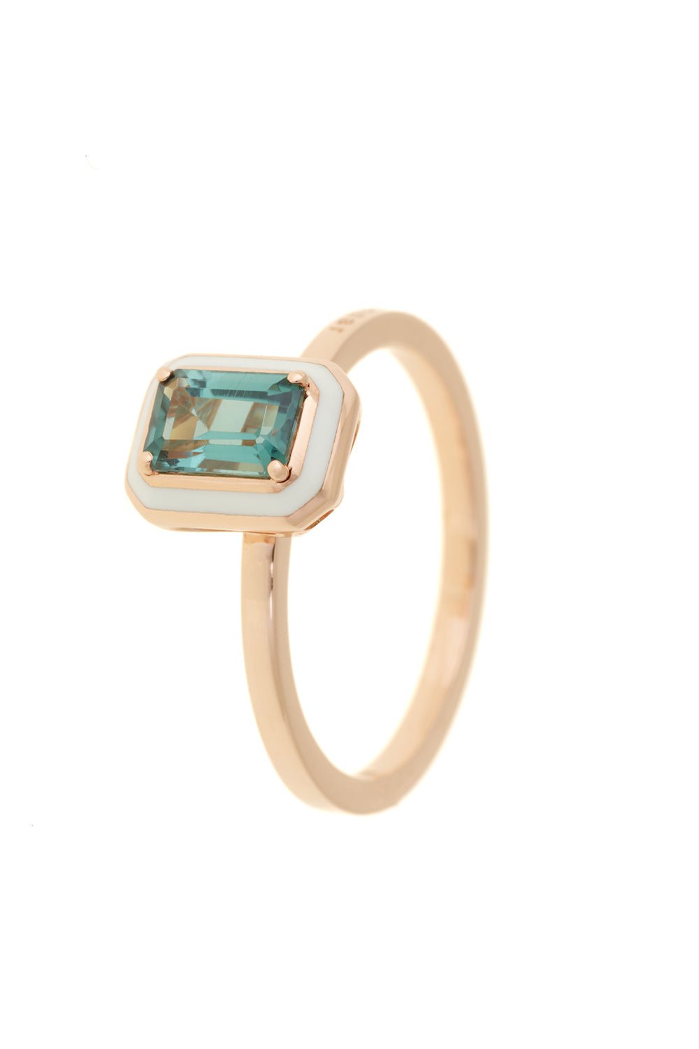 SELIM MOUZANNAR-Mina Ivory Enamel Blue Tourmaline Ring-ROSE GOLD
