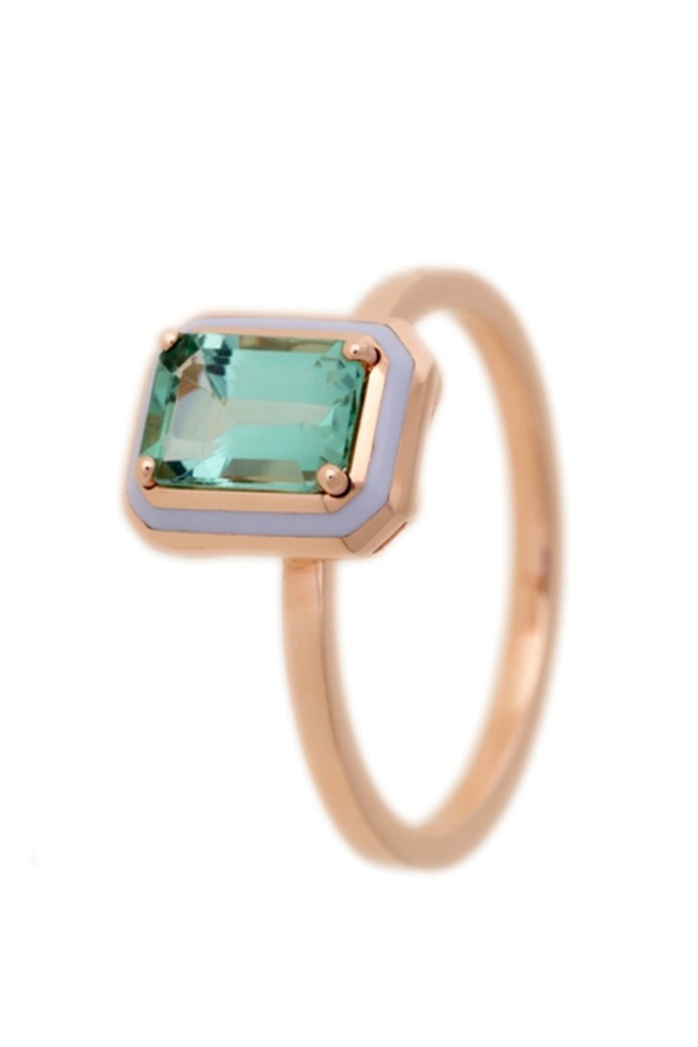 SELIM MOUZANNAR-Mina Lilac Enamel Green Tourmaline Ring-ROSE GOLD