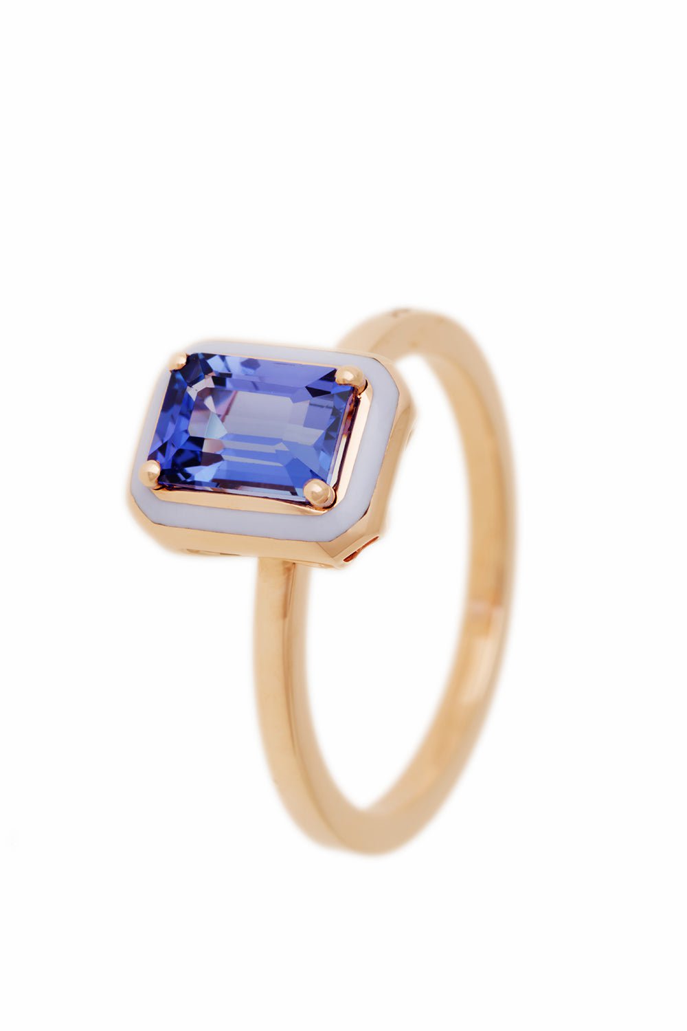 SELIM MOUZANNAR-Mina Lilac Enamel Tanzanite Ring-ROSE GOLD