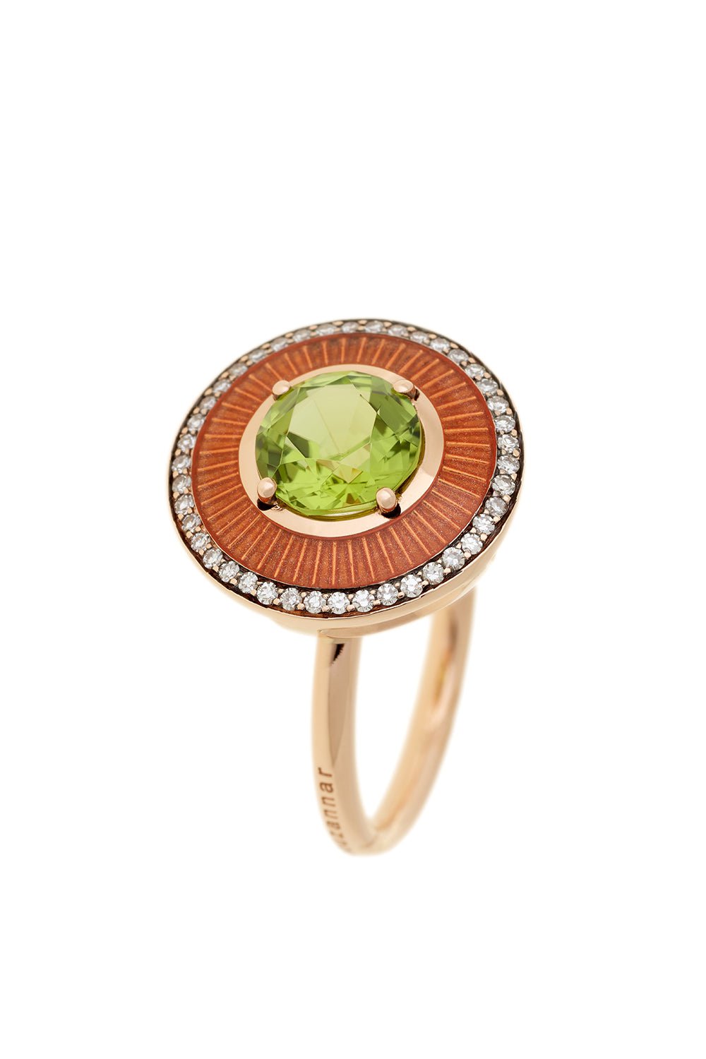 SELIM MOUZANNAR-Mina Orange Enamel Peridot Ring-ROSE GOLD