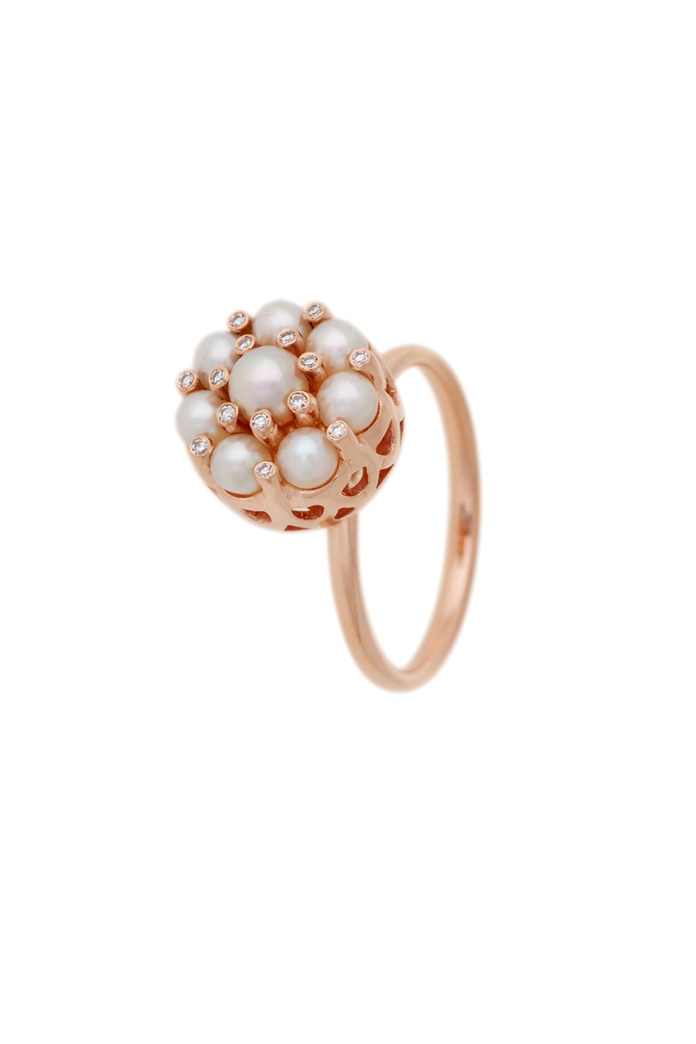 SELIM MOUZANNAR-Multi Pearl Diamond Ring-ROSE GOLD