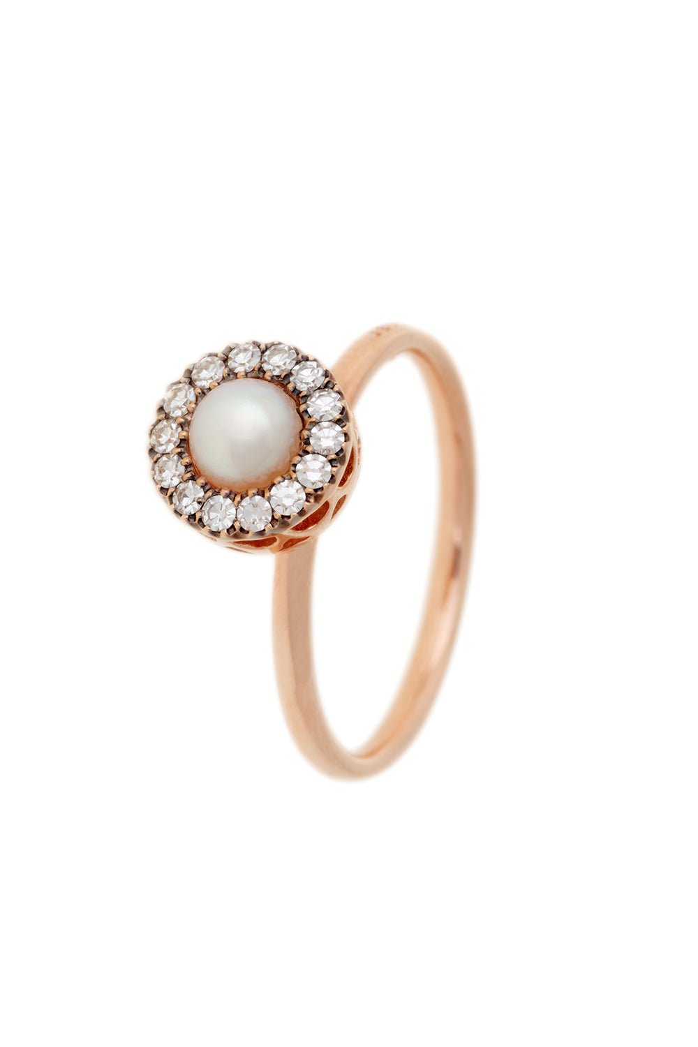 SELIM MOUZANNAR-Petite Pearl Diamond Ring-ROSE GOLD