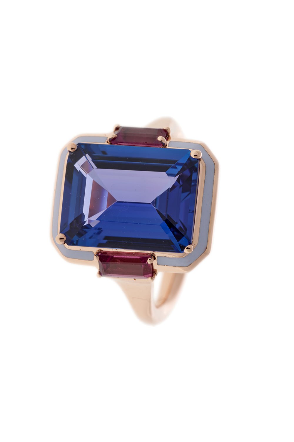 SELIM MOUZANNAR-Tanzanite Lilac Enamel Ring-ROSE GOLD