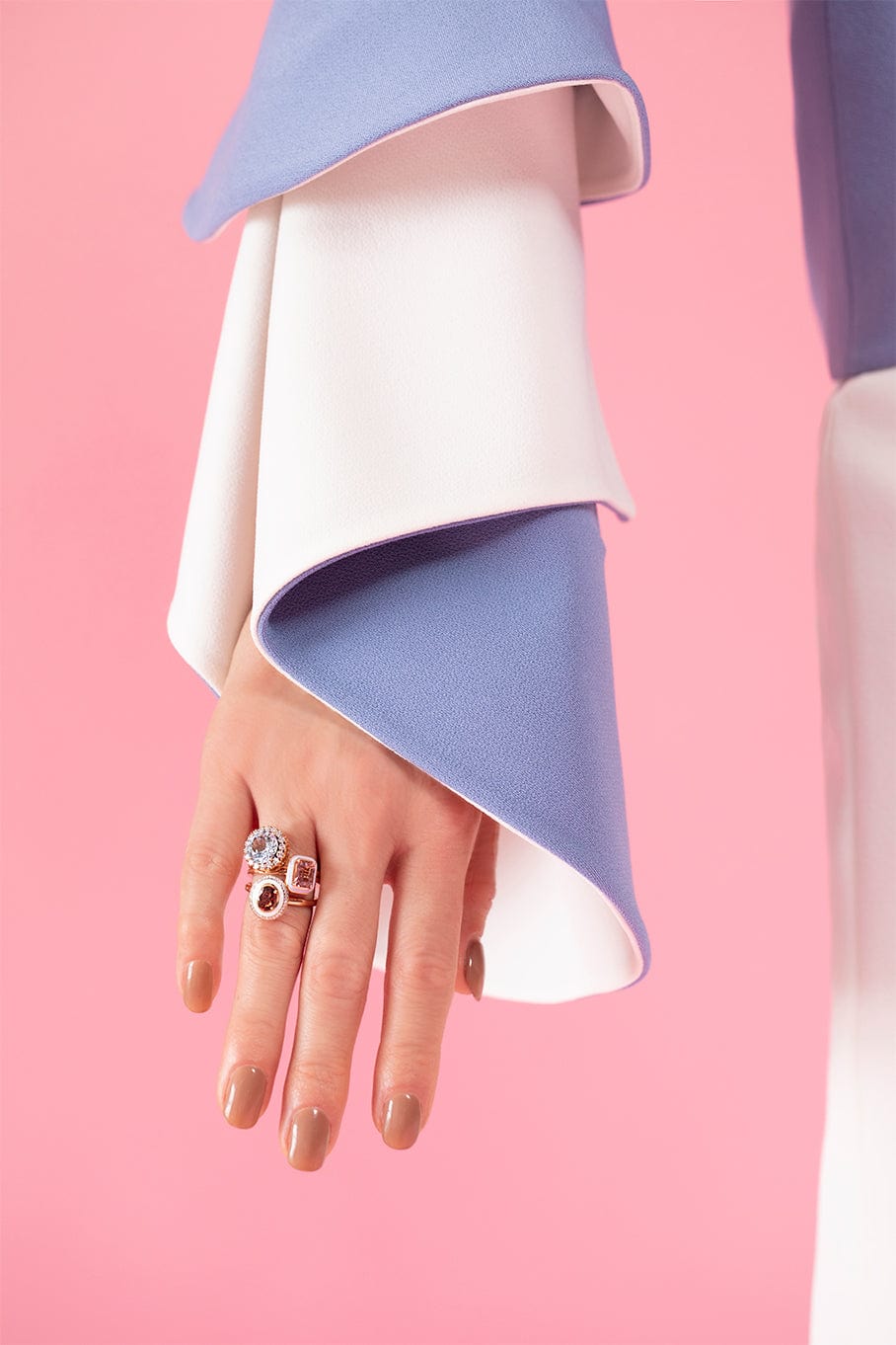 SELIM MOUZANNAR-White Enamel Spinel Mina Ring-ROSE GOLD