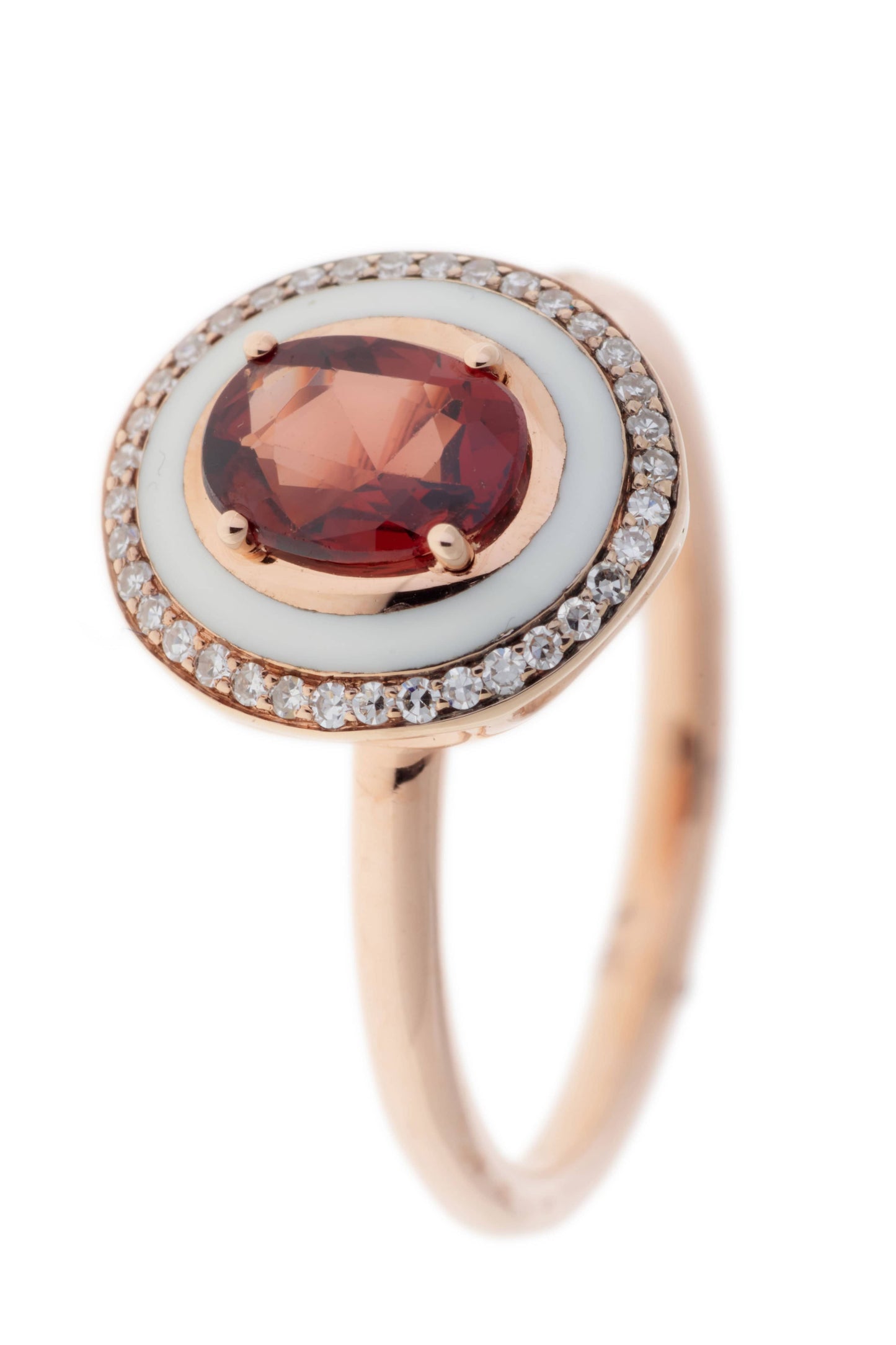 SELIM MOUZANNAR-White Enamel Spinel Mina Ring-ROSE GOLD