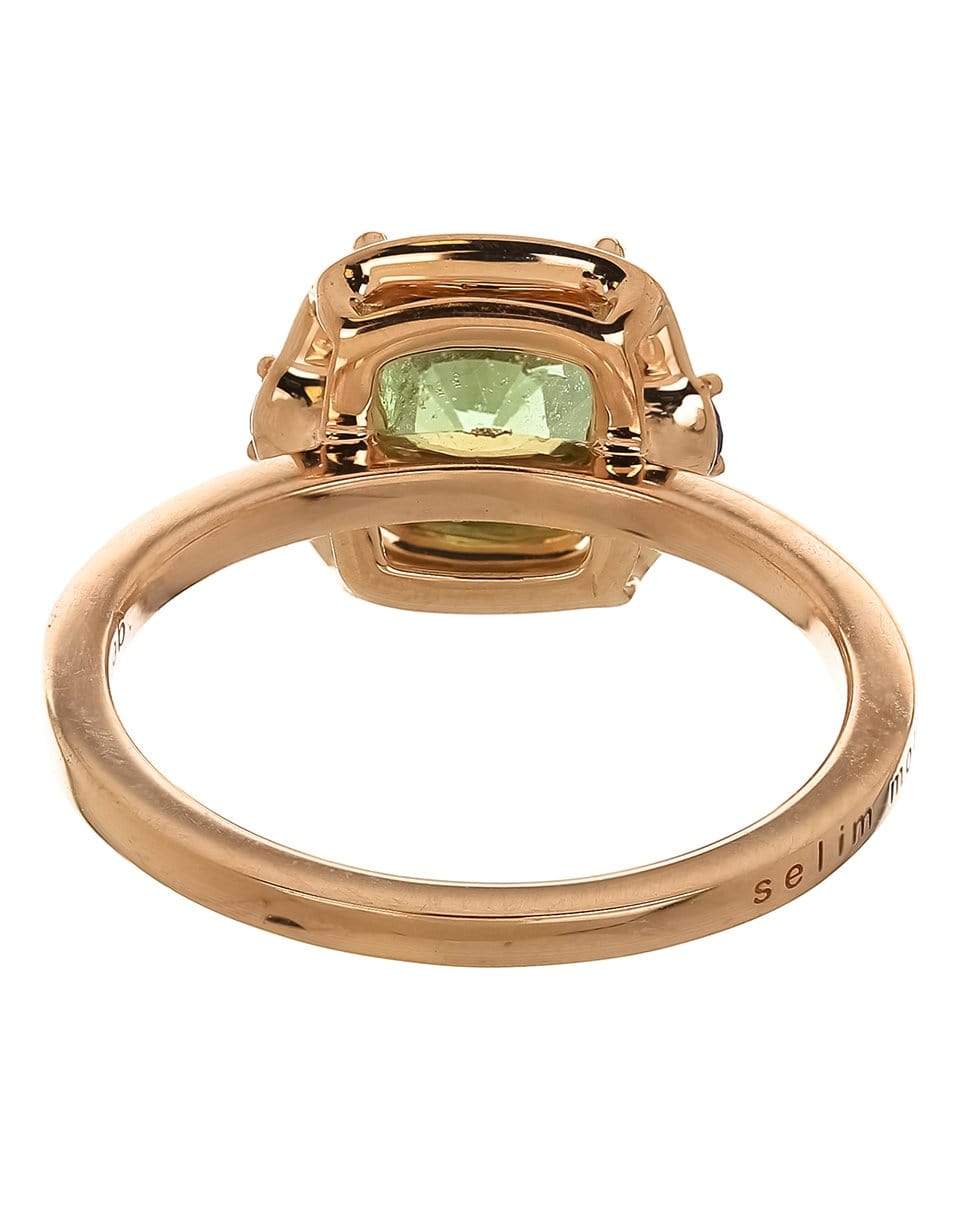 SELIM MOUZANNAR-White Enamel, Tsavorite and Blue Sapphire Ring-ROSE GOLD
