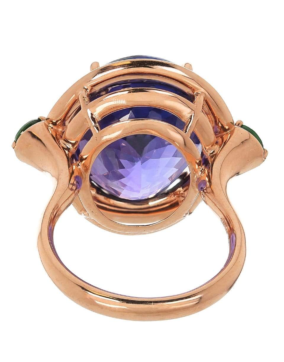 SELIM MOUZANNAR-Tanzanite Tsavorite and White Enamel Ring-ROSE GOLD