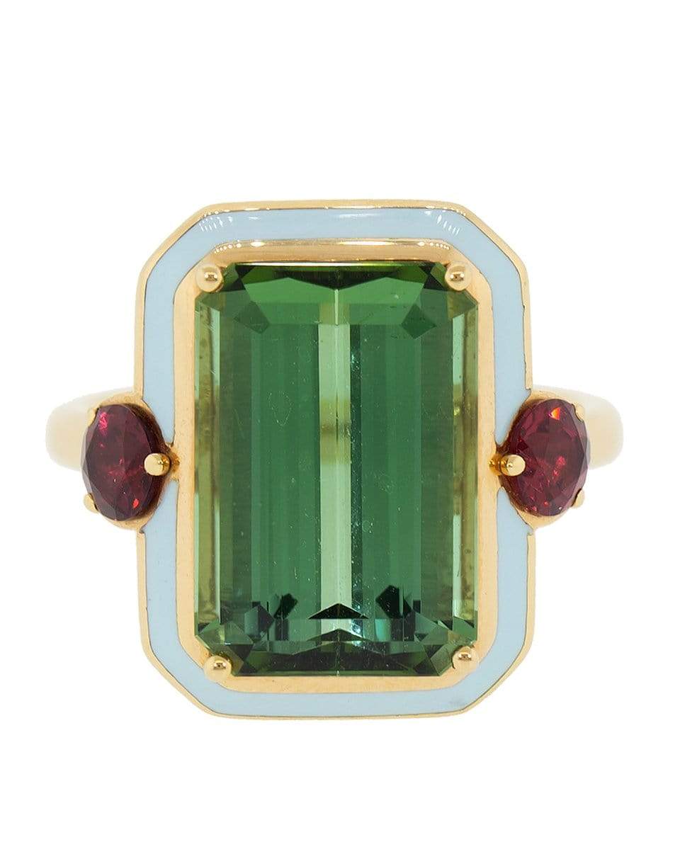 SELIM MOUZANNAR-Tourmaline and Enamel Ring-ROSE GOLD