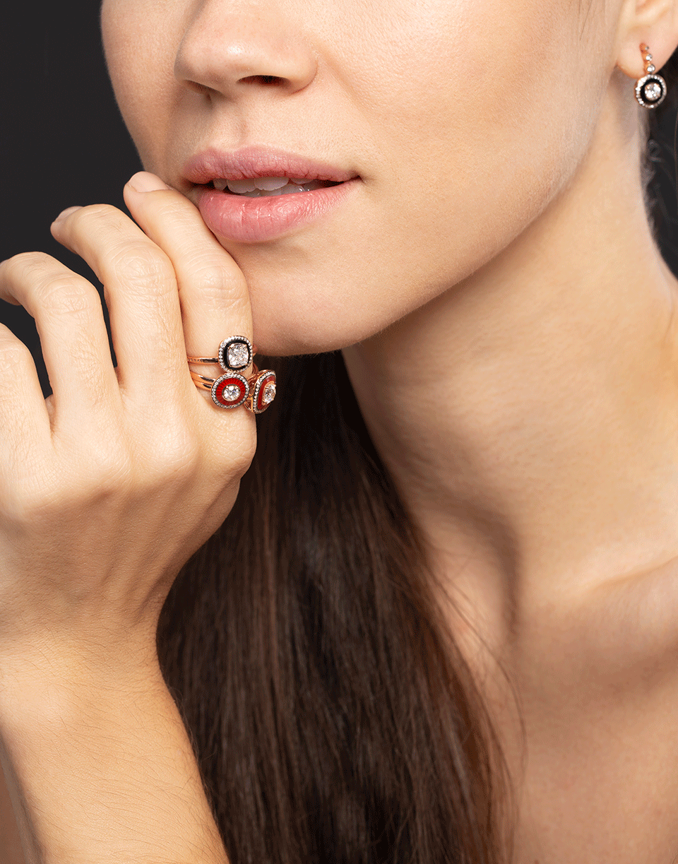 SELIM MOUZANNAR-Black Enamel and Diamond Ring-ROSE GOLD