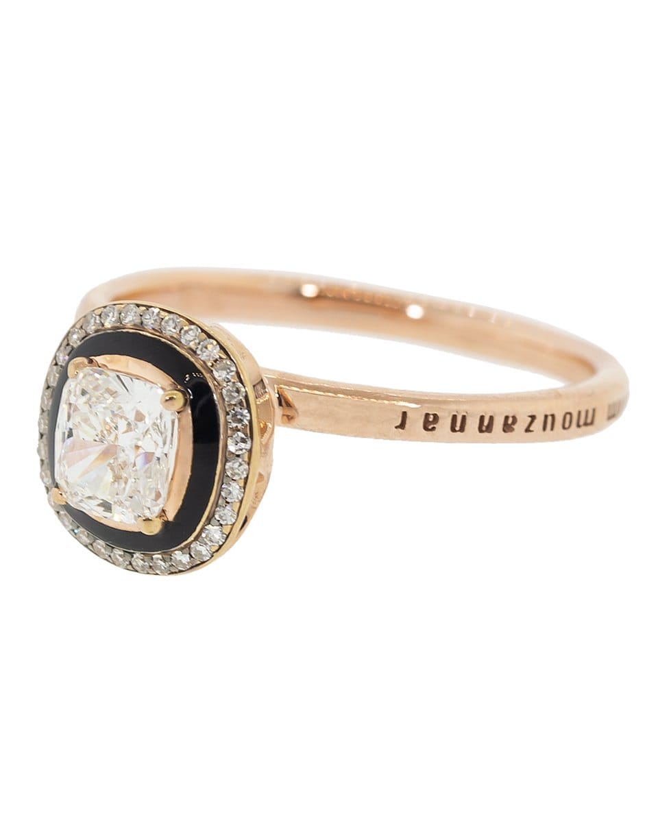 SELIM MOUZANNAR-Black Enamel and Diamond Ring-ROSE GOLD