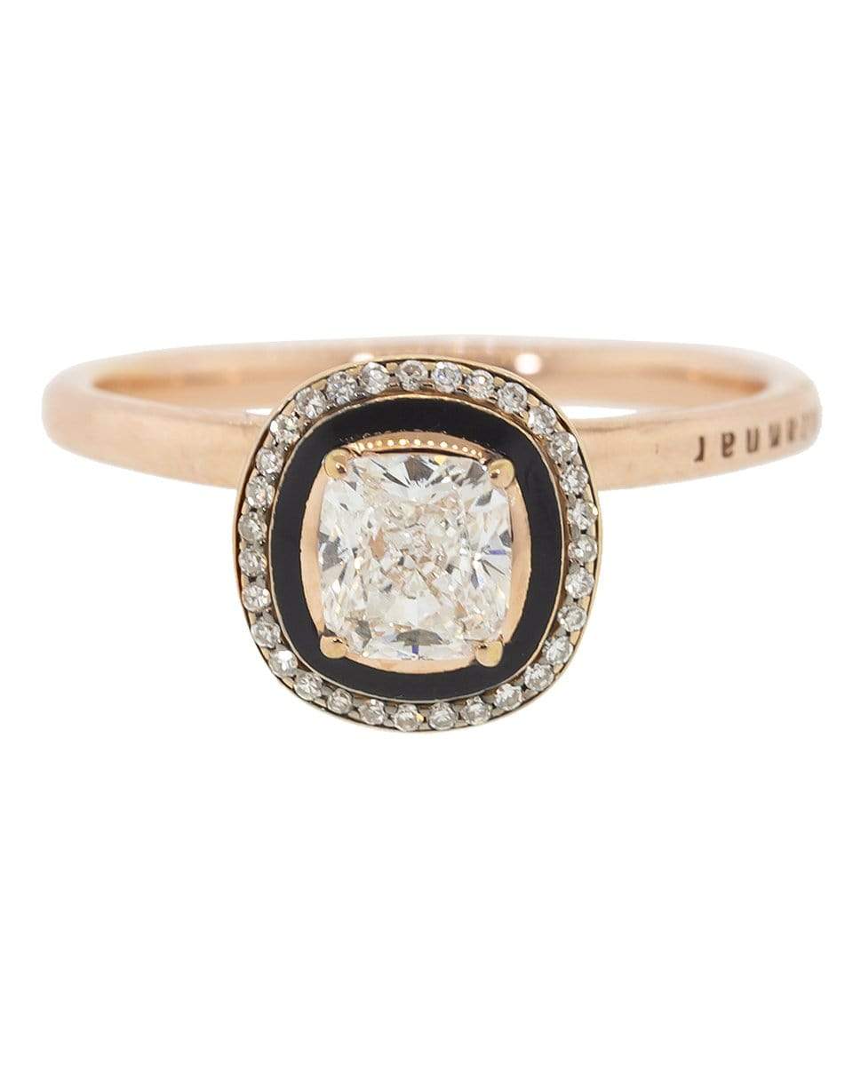 SELIM MOUZANNAR-Black Enamel and Diamond Ring-ROSE GOLD