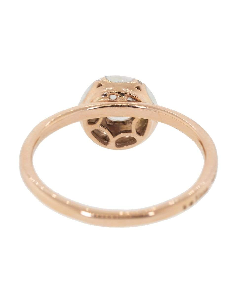 SELIM MOUZANNAR-Round Diamond and White Enamel Ring-ROSE GOLD
