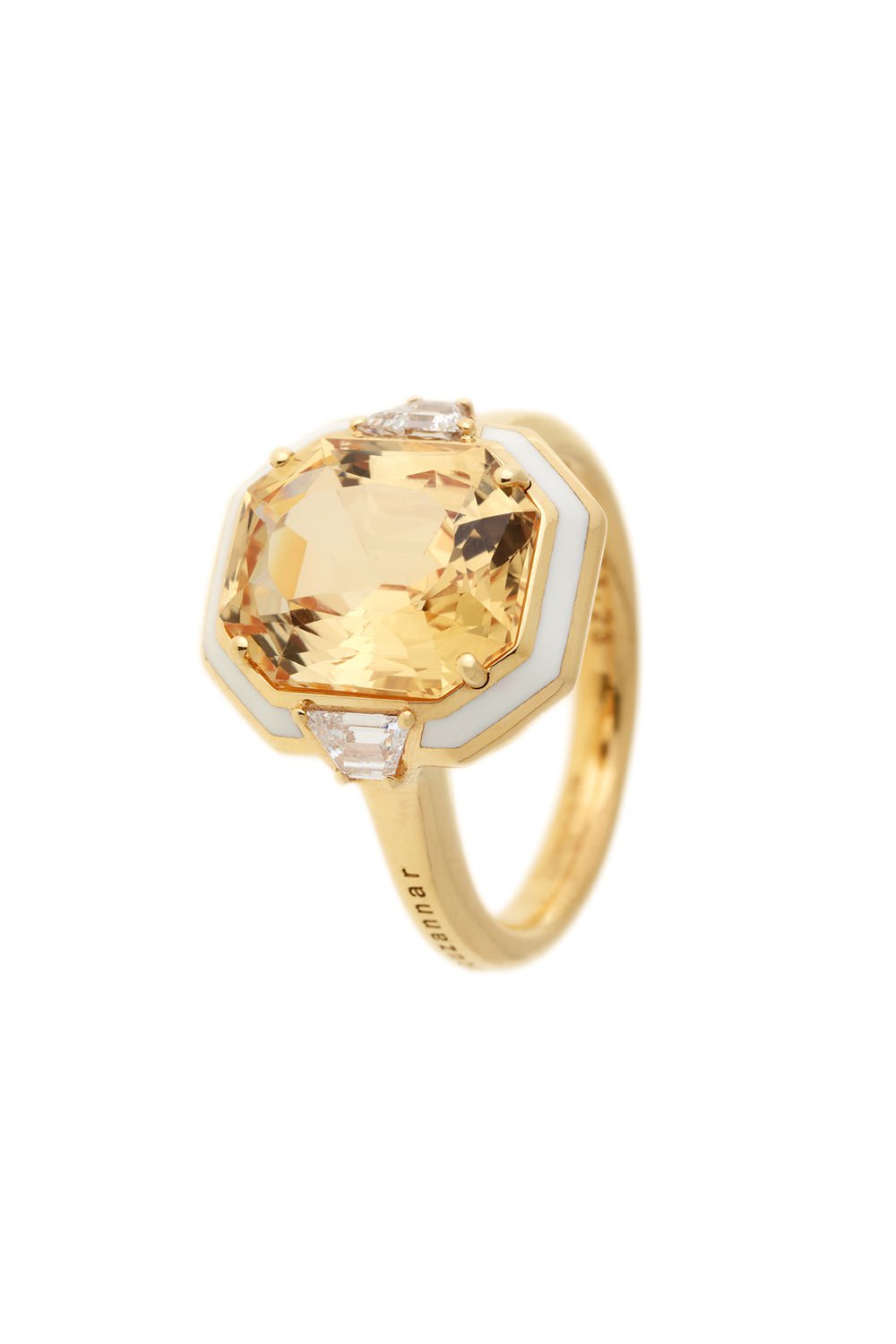 SELIM MOUZANNAR-Gemma Enamel Topaz Ring-YELLOW GOLD