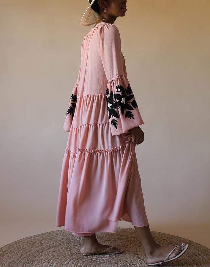 SENSI STUDIO-Balconette Embroidered Maxi Dress-
