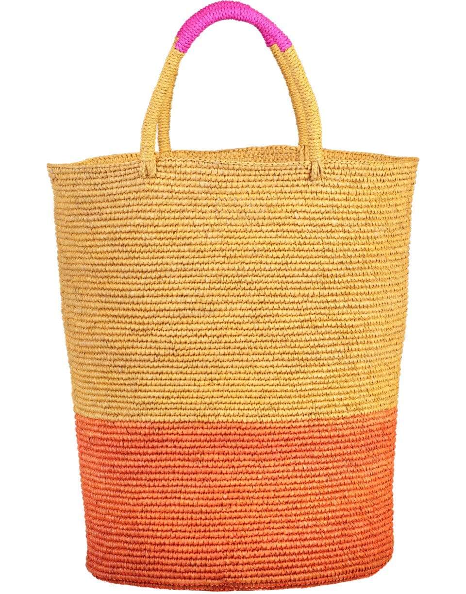 SENSI STUDIO-Beige and Orange Tall Triple Tone Beach Basket-BIE/ORA
