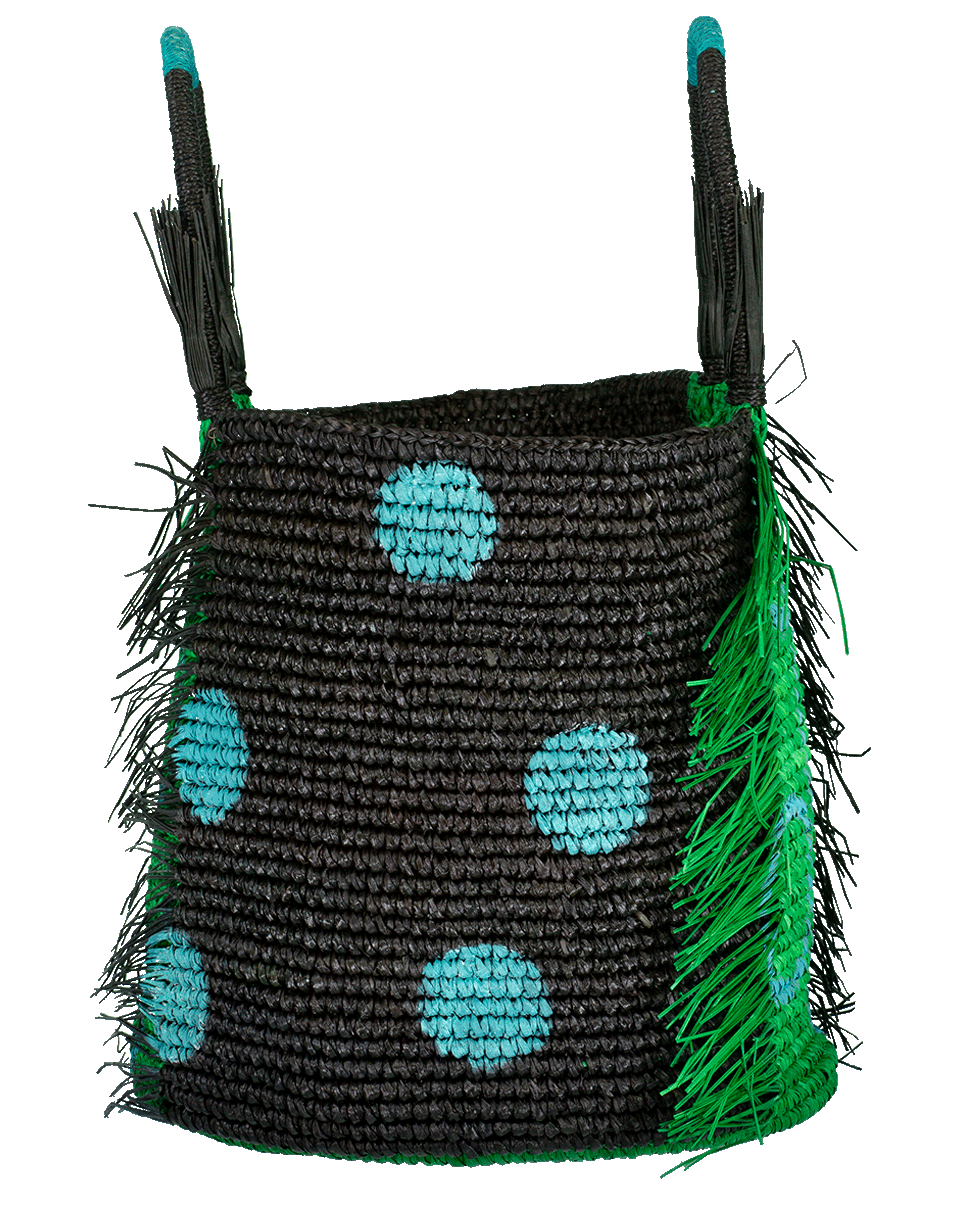 SENSI STUDIO-Maxi Frayed Polka Dot Tote-GREEN