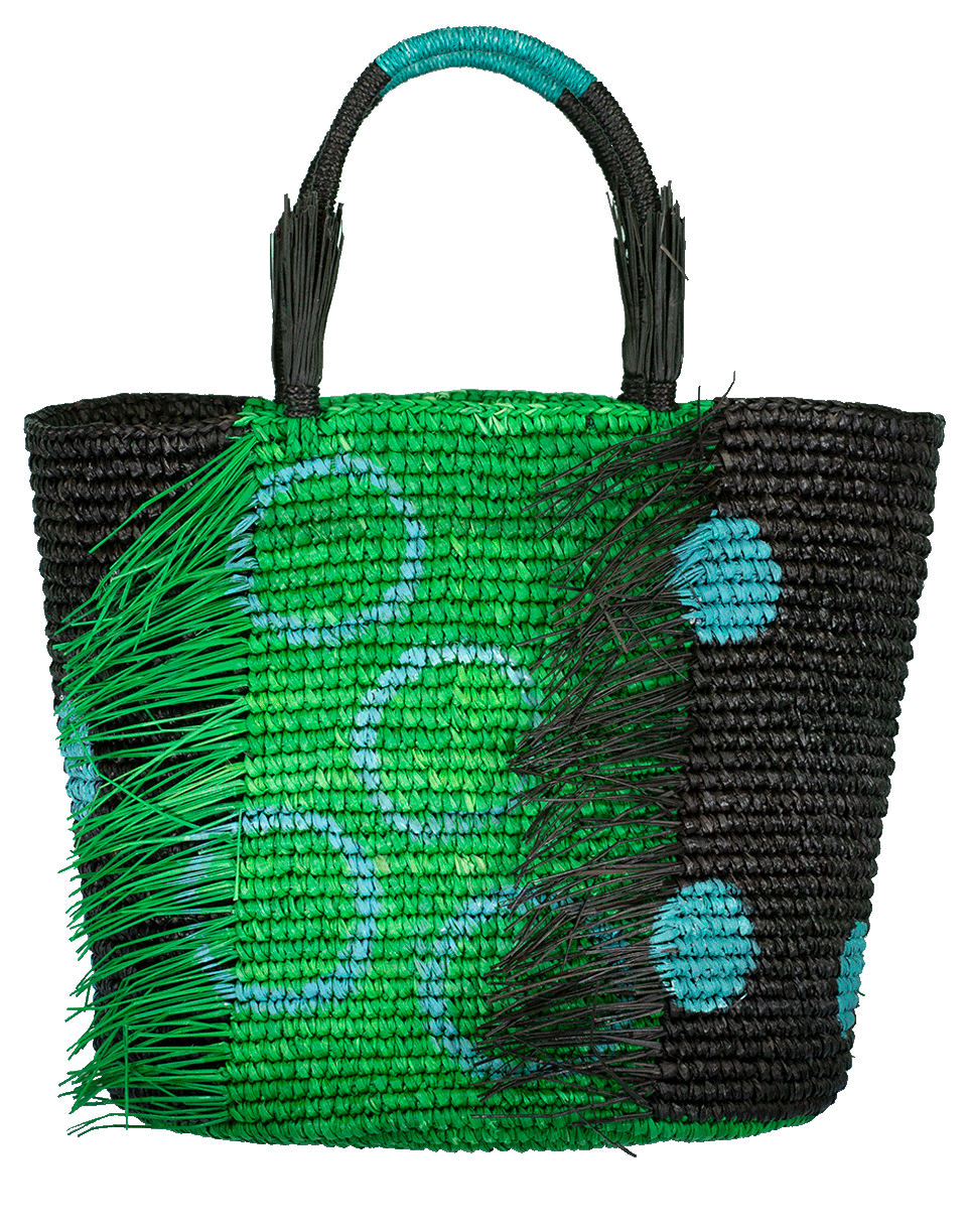 SENSI STUDIO-Maxi Frayed Polka Dot Tote-GREEN