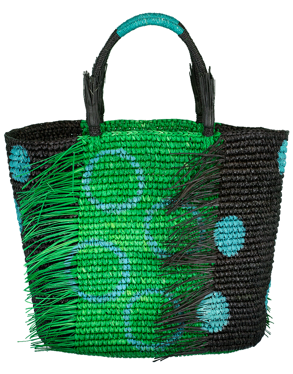 SENSI STUDIO-Maxi Frayed Polka Dot Tote-GREEN