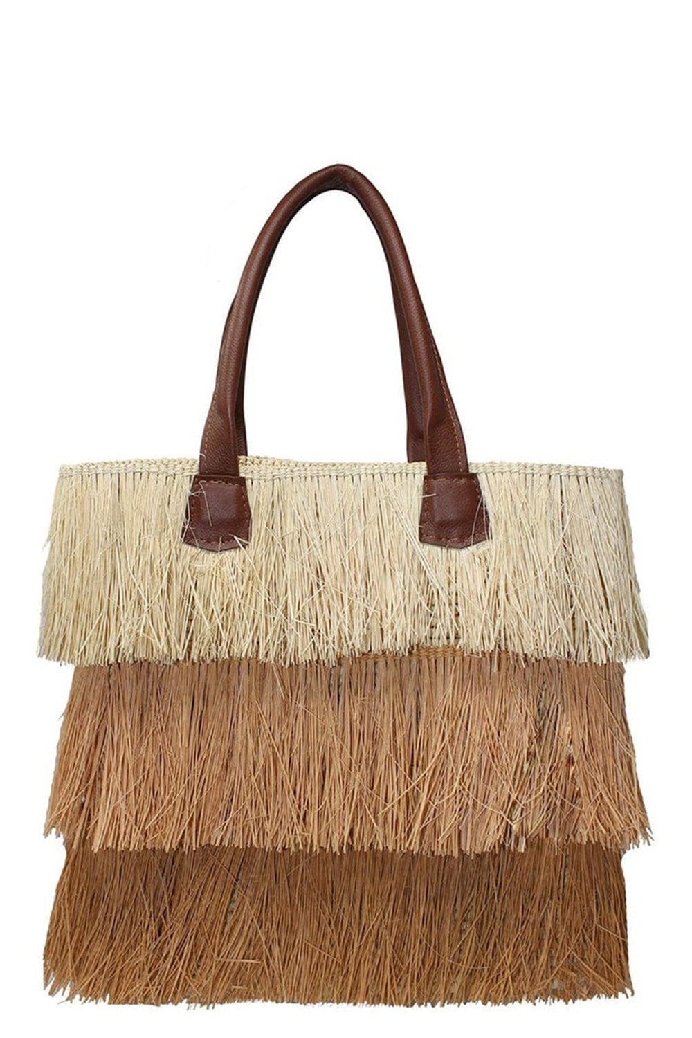 SENSI STUDIO-3 Tones Frayed Straw Tote - Natural-NATURAL