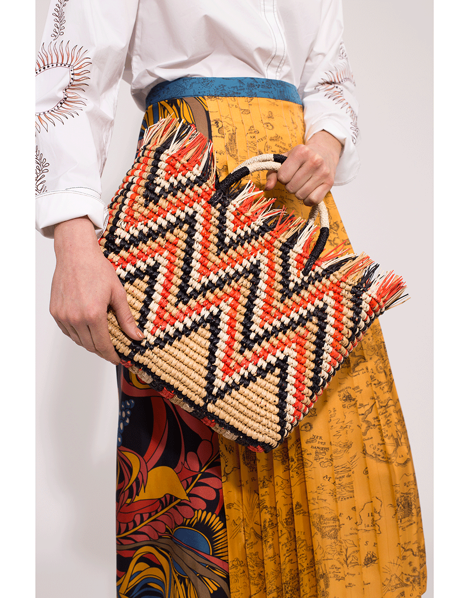 SENSI STUDIO-Cansasta Zig Zag Stripe Tote-OCHRE