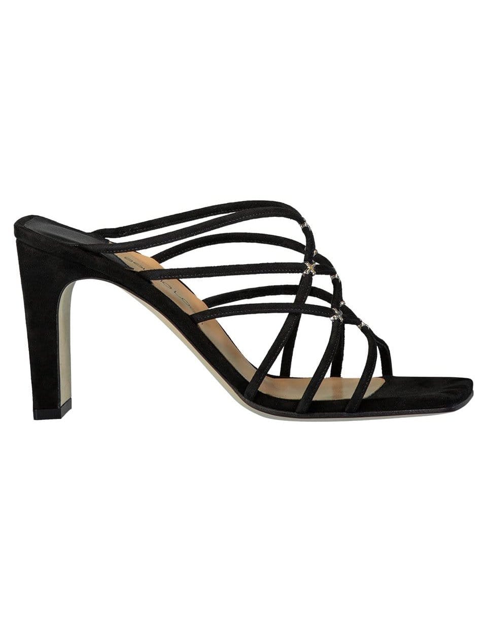 SERGIO ROSSI-Strappy Black Leather Sandals-