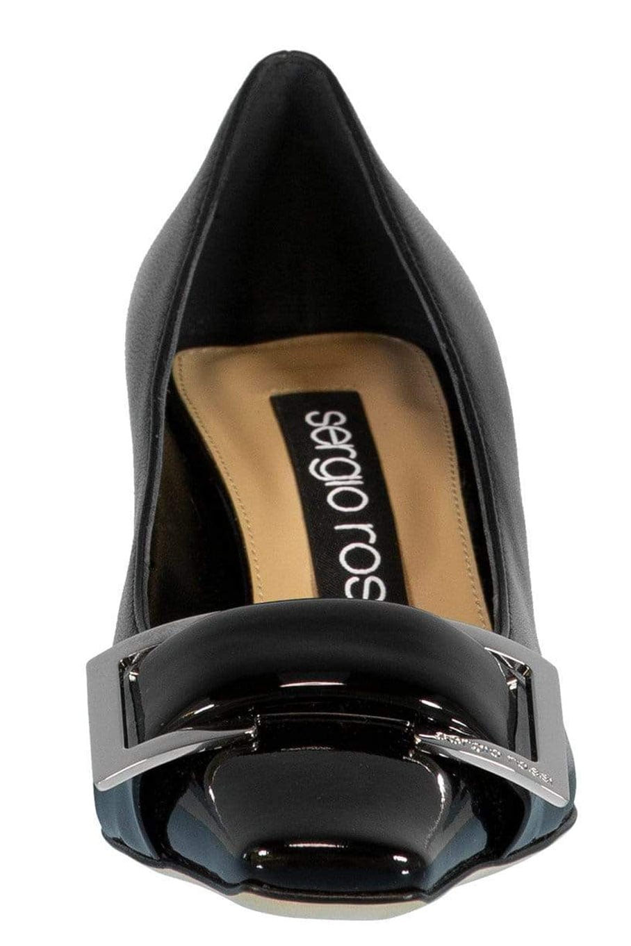 SERGIO ROSSI-Square Toe Buckle Pump-