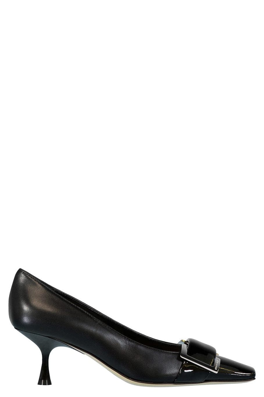 SERGIO ROSSI-Square Toe Buckle Pump-