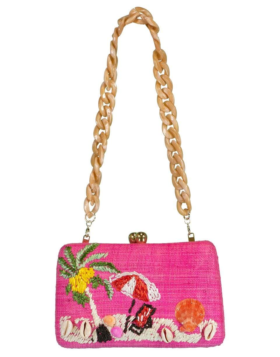 SERPUI-Marissa Beach Embroidered Clutch-PINK