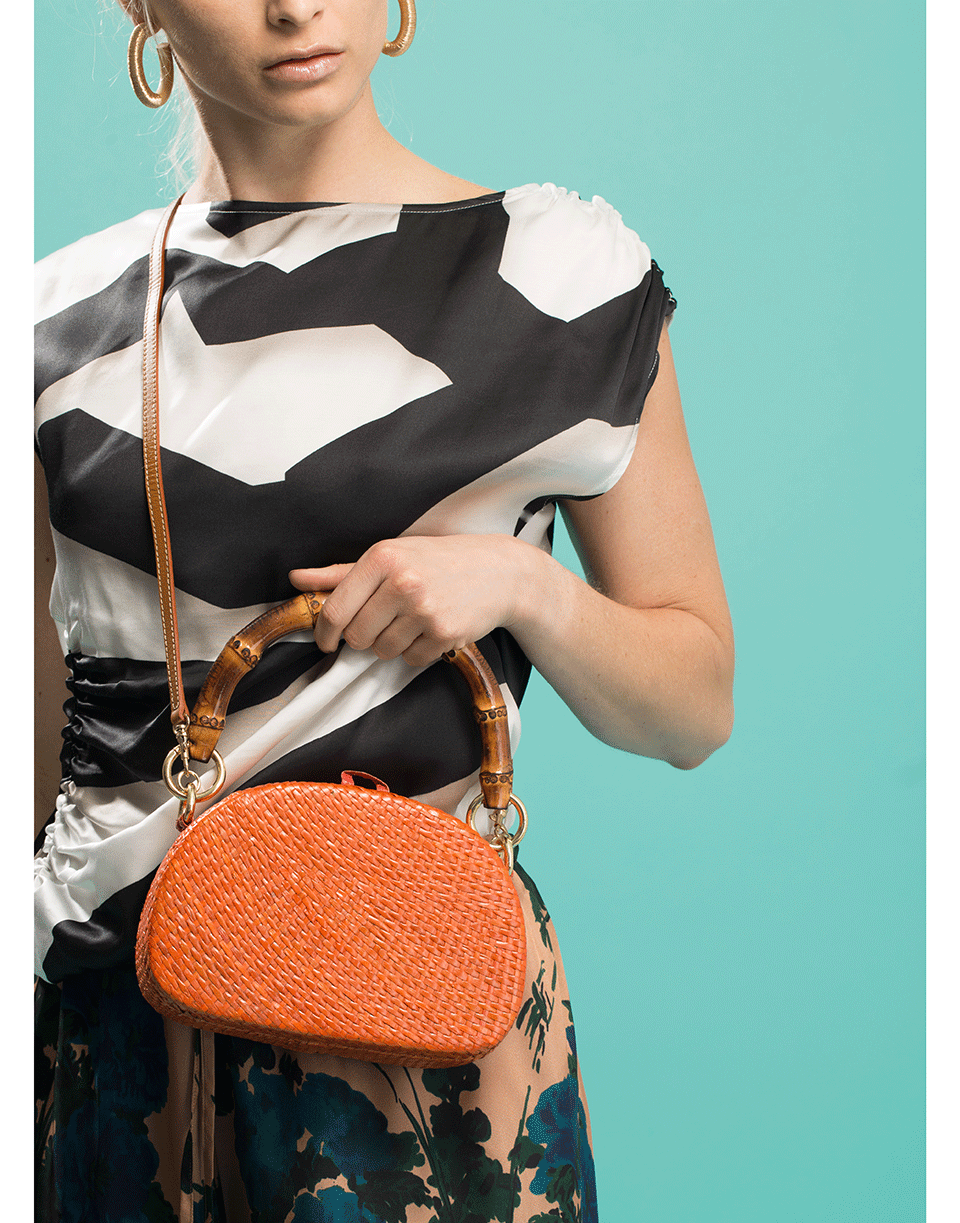SERPUI-Orange Anne RM Straw Bag-ORANGE