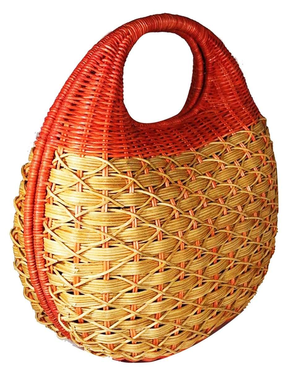 SERPUI-Mylene Wicker Bag-ORANGE