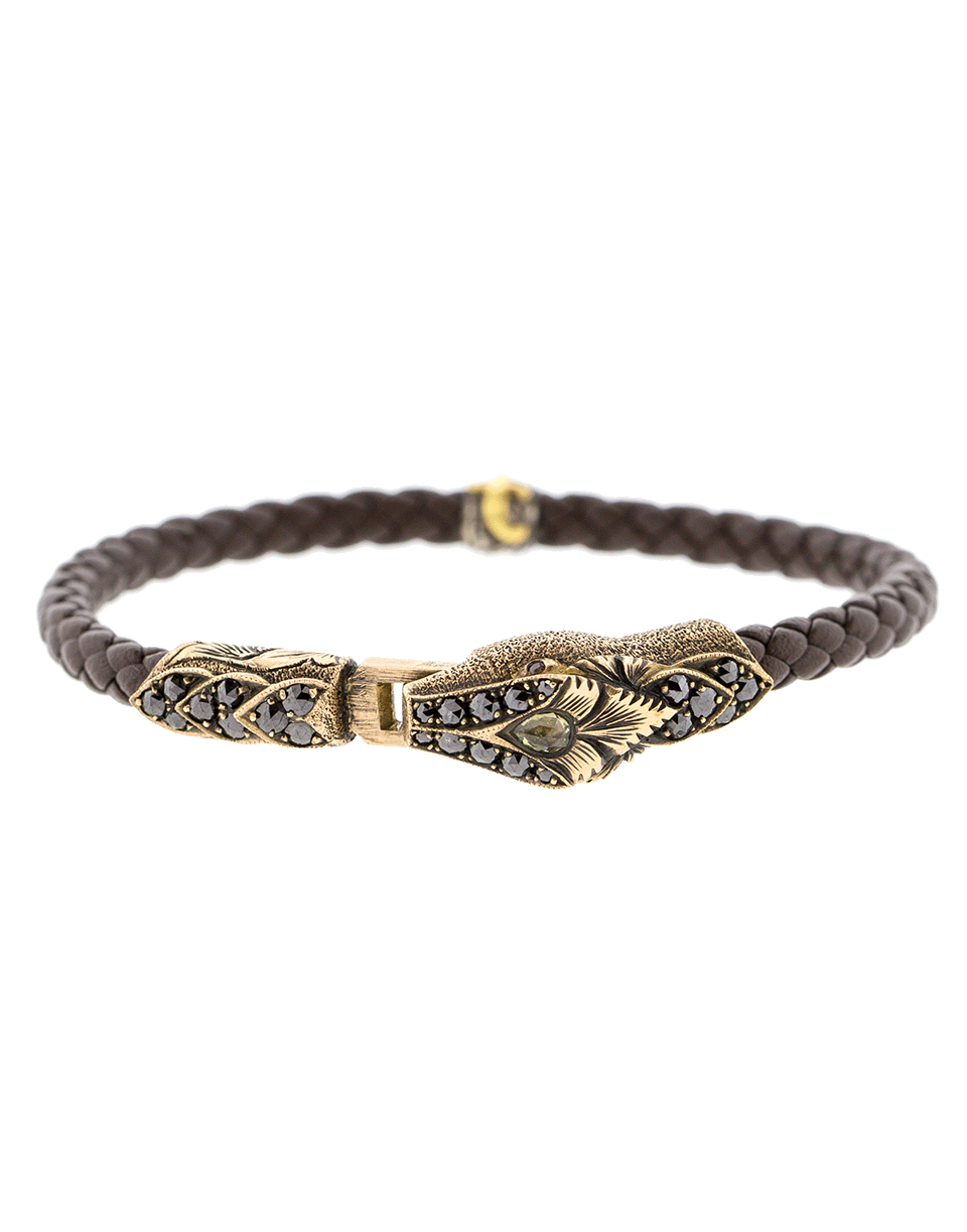 SEVAN BICAKCI-Black Diamond Snake Leather Bracelet-ROSE GOLD