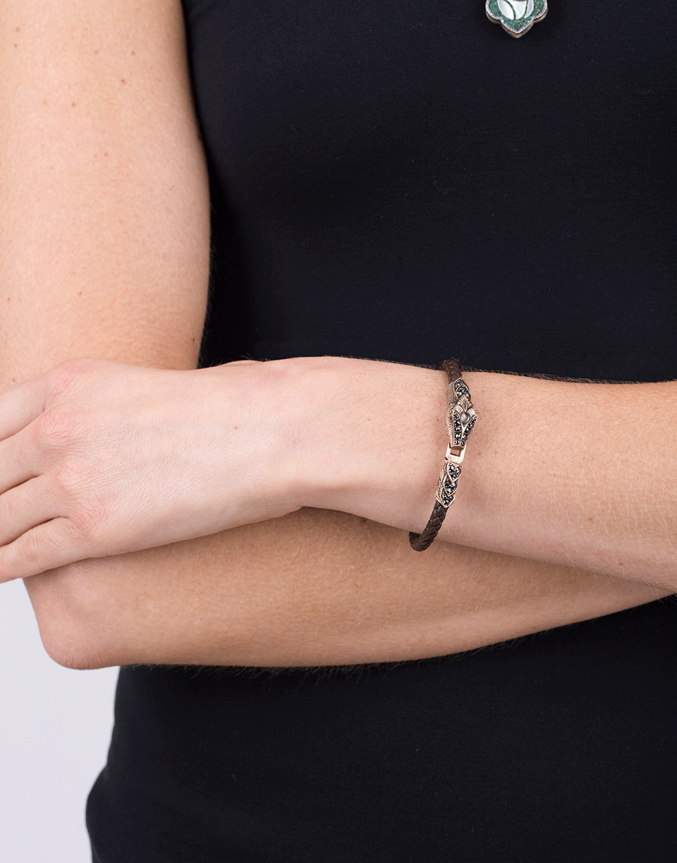 SEVAN BICAKCI-Black Diamond Snake Leather Bracelet-ROSE GOLD