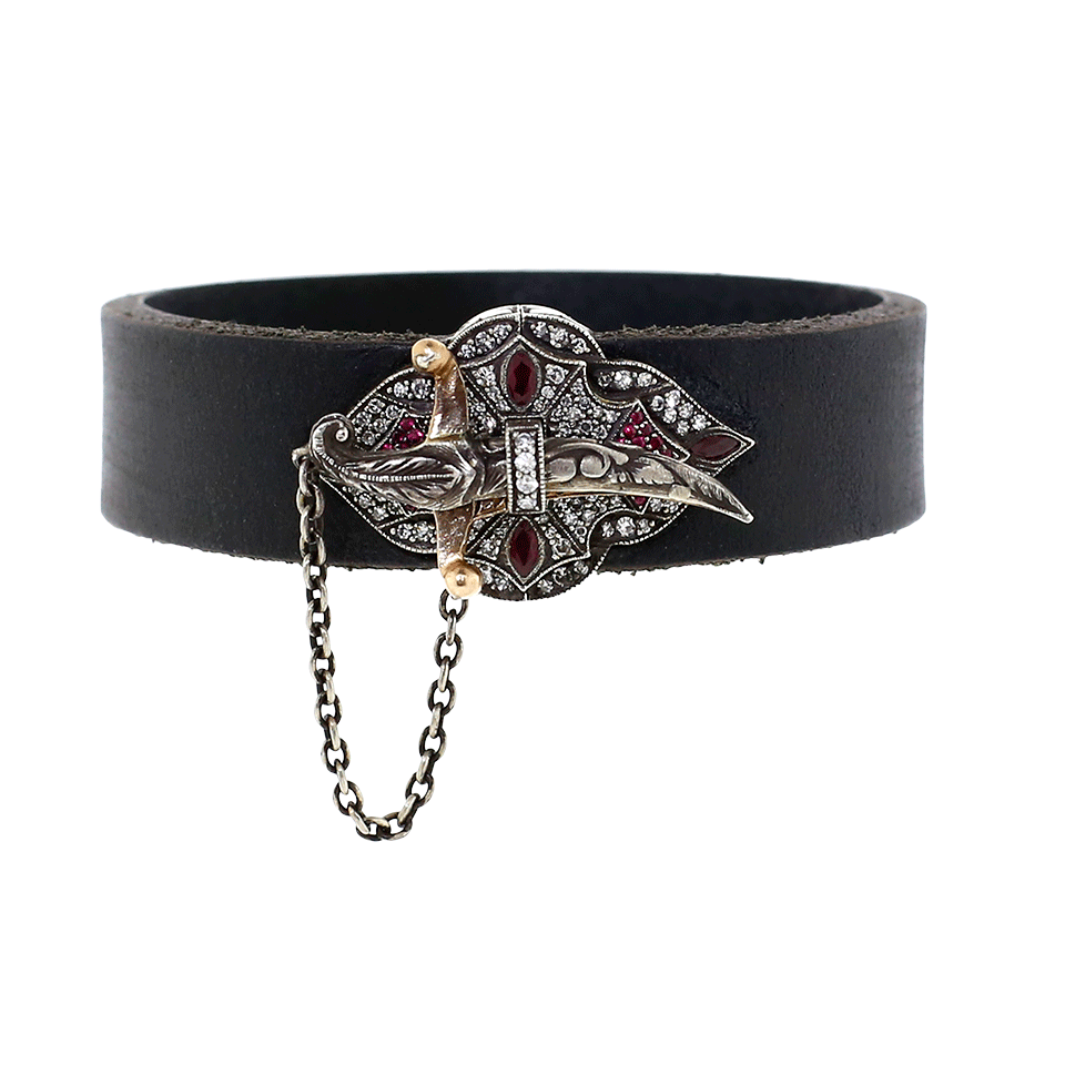 SEVAN BICAKCI-Diamond And Ruby Black Leather Wrap Bracelet-ROSE GOLD