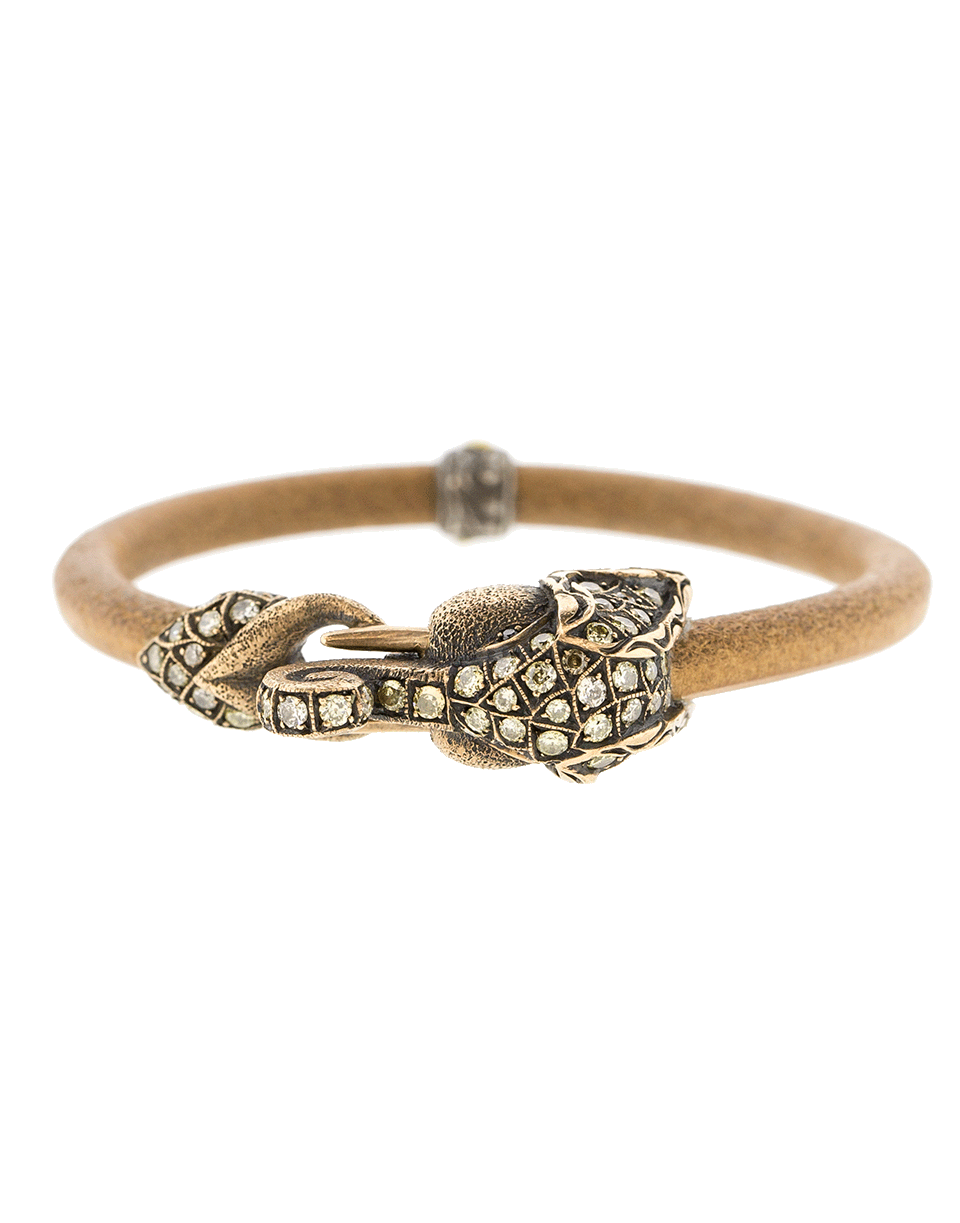 SEVAN BICAKCI-Diamond Elephant Leather Bracelet-ROSE GOLD