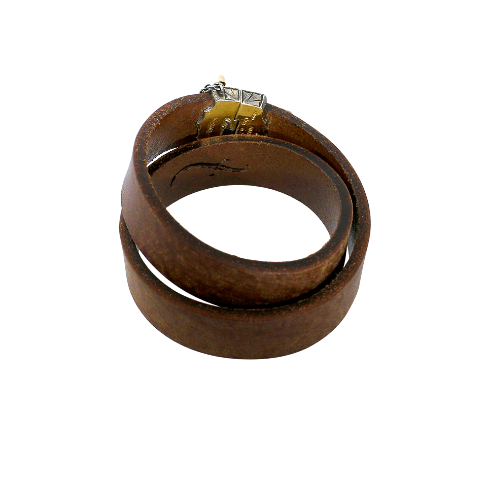 SEVAN BICAKCI-Diamond Sword Clasp Double Wrap Leather Bracelet-ROSE GOLD