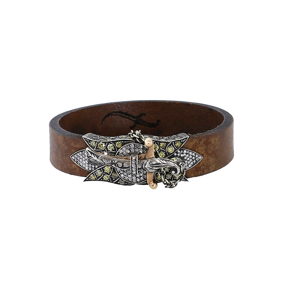 SEVAN BICAKCI-Sword Clasp Leather Bracelet-ROSE GOLD