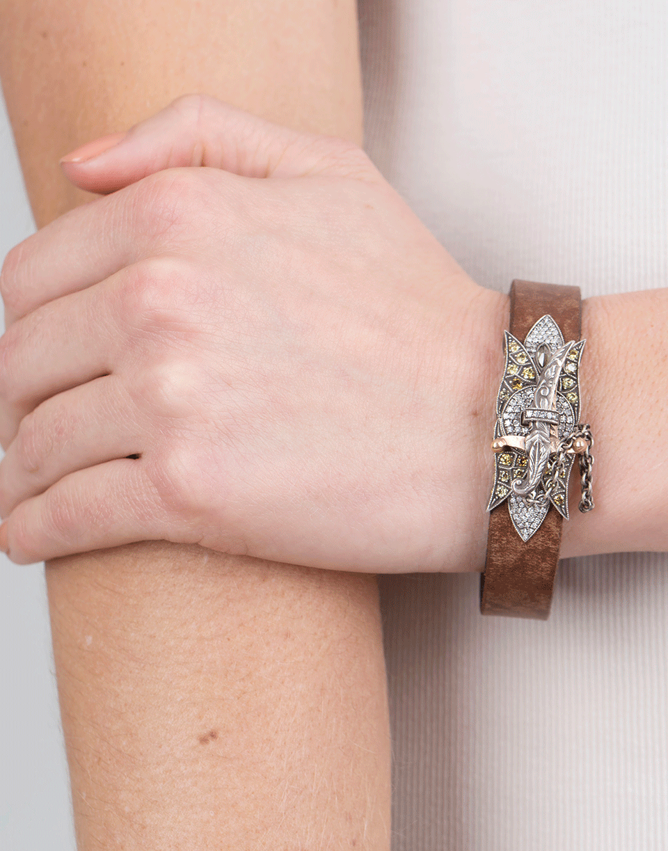 SEVAN BICAKCI-Sword Clasp Leather Bracelet-ROSE GOLD