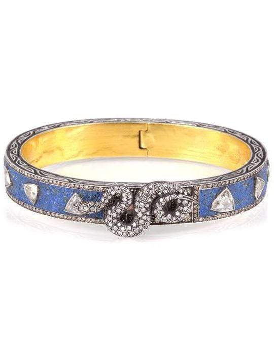 SEVAN BICAKCI-Blue Micro Mosaic Snake Bangle-YELLOW GOLD
