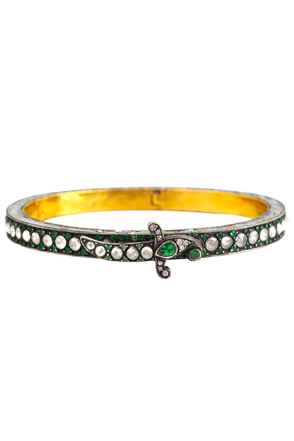 SEVAN BICAKCI-Garnet Diamond Dagger Hinged Bracelet-YELLOW GOLD