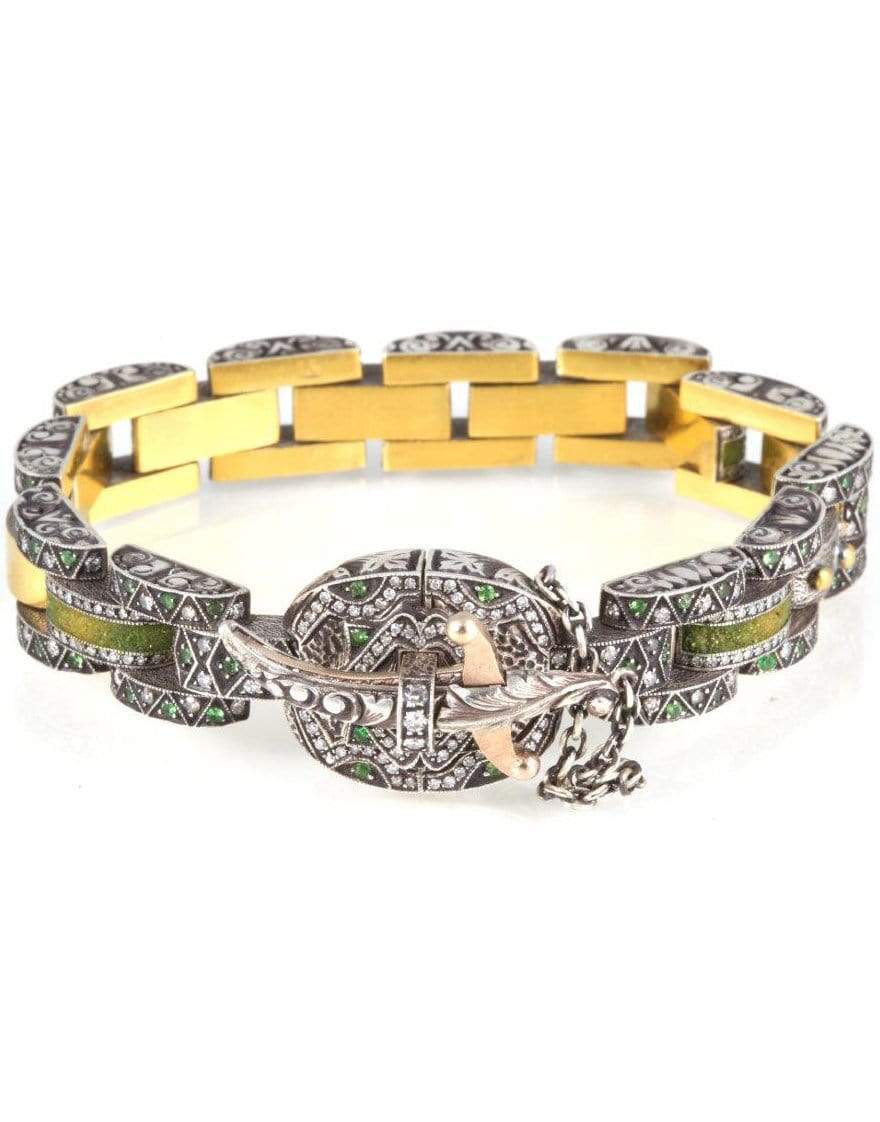SEVAN BICAKCI-Green Ombe Micro Mosiac Bracelet-YELLOW GOLD