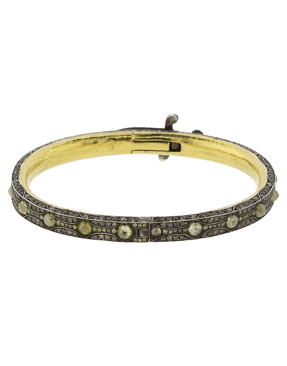SEVAN BICAKCI-Hinged Fancy And Milky Diamond Bangle-YELLOW GOLD