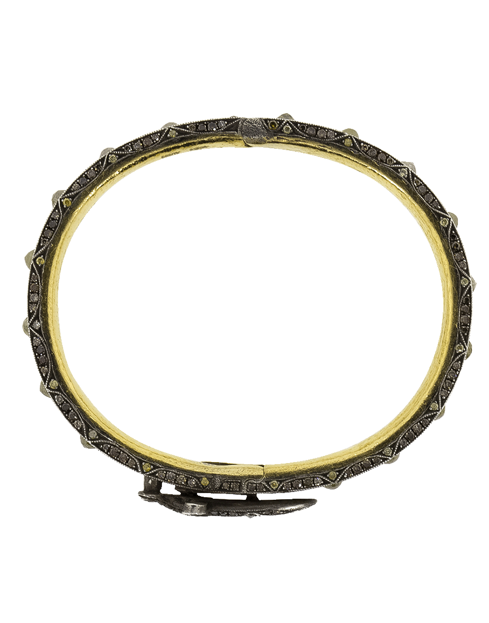 SEVAN BICAKCI-Hinged Fancy And Milky Diamond Bangle-YELLOW GOLD