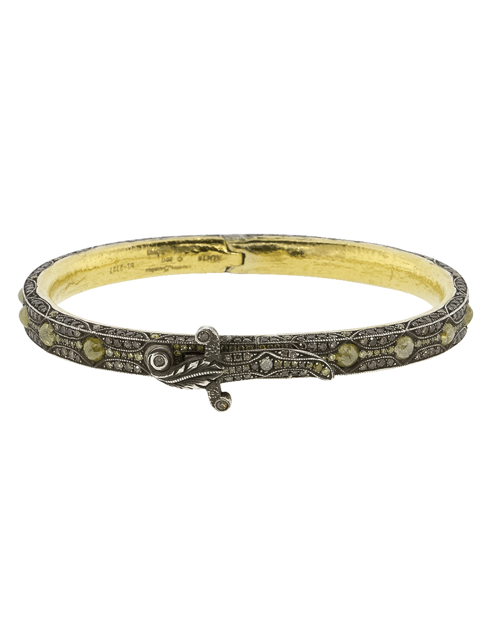 SEVAN BICAKCI-Hinged Fancy And Milky Diamond Bangle-YELLOW GOLD