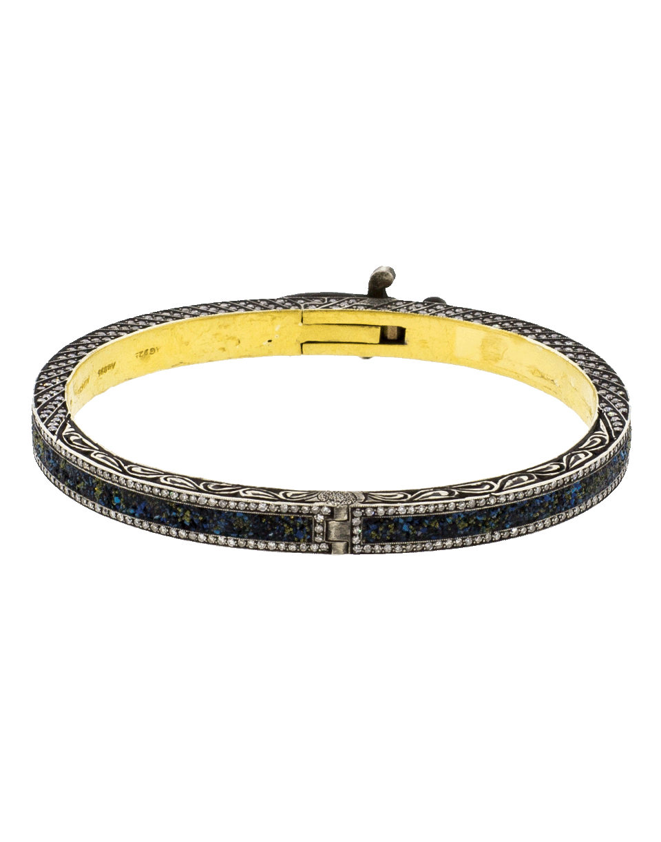 SEVAN BICAKCI-Hinged Lapis Mosaic Bangle-YELLOW GOLD