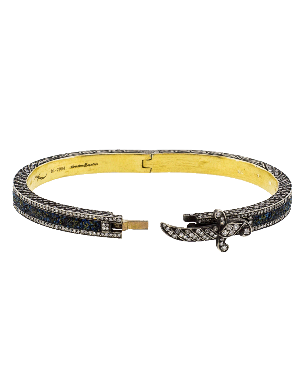 SEVAN BICAKCI-Hinged Lapis Mosaic Bangle-YELLOW GOLD