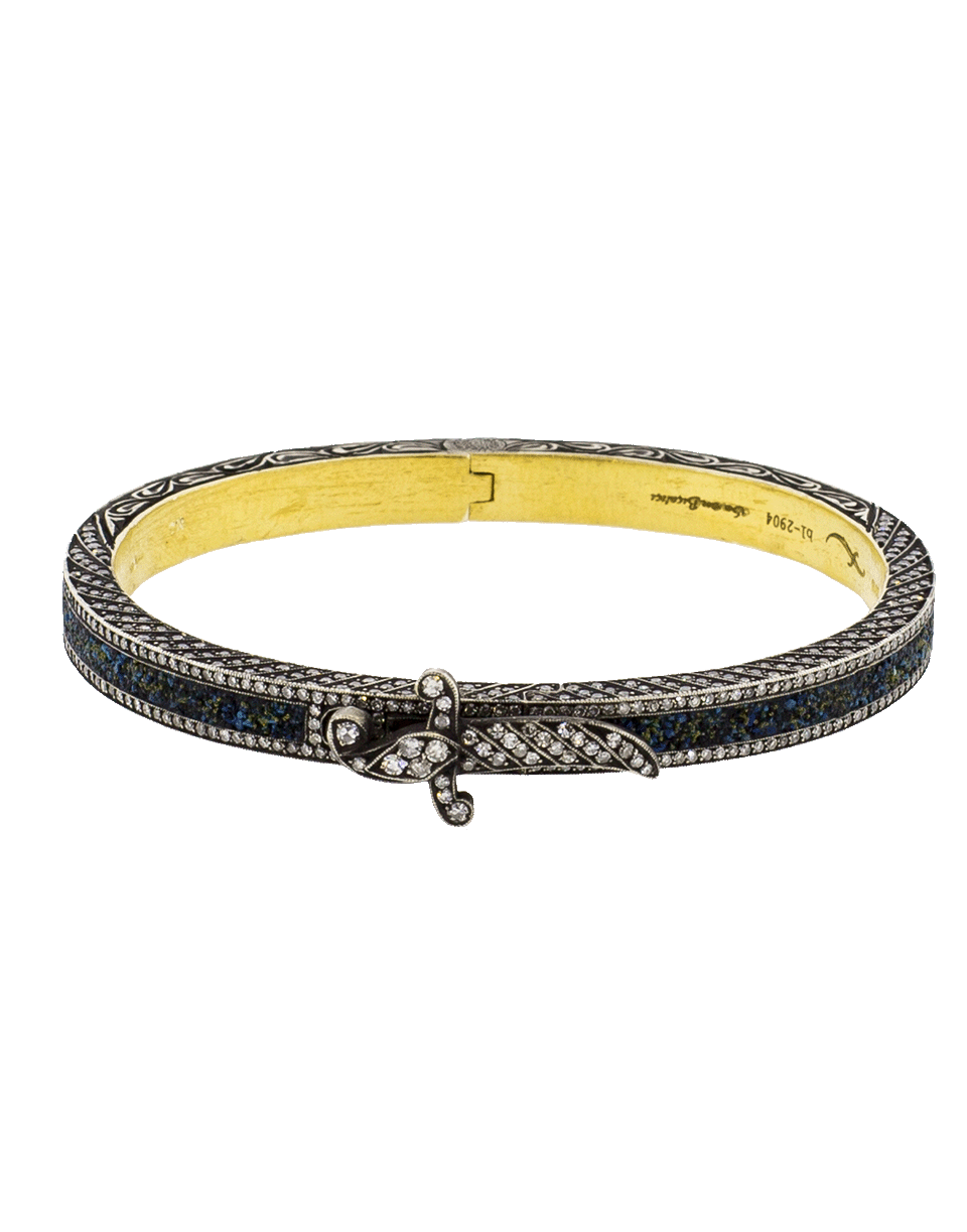 SEVAN BICAKCI-Hinged Lapis Mosaic Bangle-YELLOW GOLD