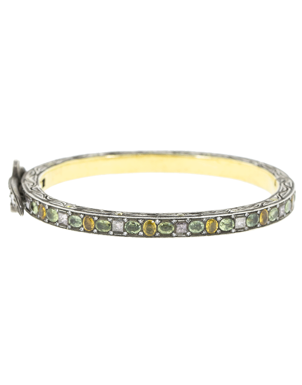 SEVAN BICAKCI-Hinged Sapphire And Diamond Dagger Bangle-YELLOW GOLD