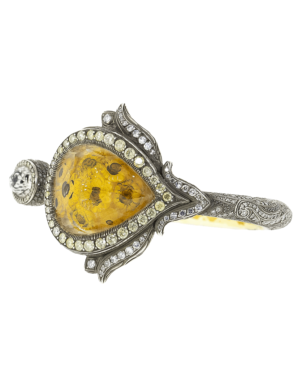 SEVAN BICAKCI-Hinged Sunflower And Diamond Bracelet-YELLOW GOLD